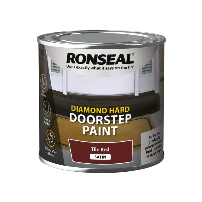 Ronseal Diamond Hard Door Step Paint - Tile Red - 250ml