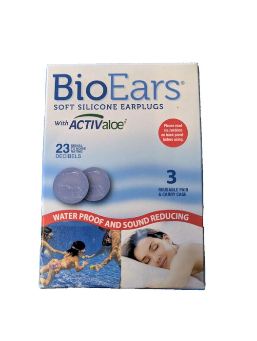 Bioears Reusable Soft Silicone Earplugs - Blue, 3 Pairs