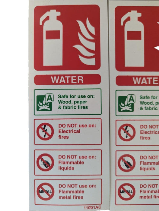 water fire extinguisher sign x2