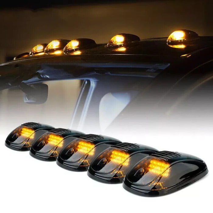 2 Roof Top Cab Marker Running LED Light Smoked Lens Amber Fog Lights Driving