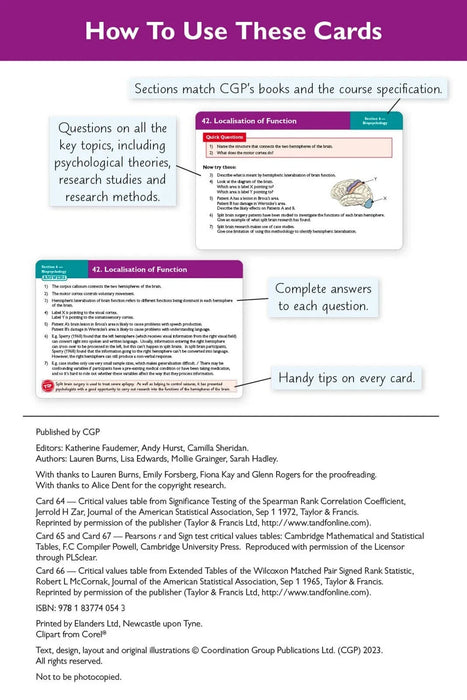 A-Level AQA Psychology Revision Question Cards 2023 Cgp