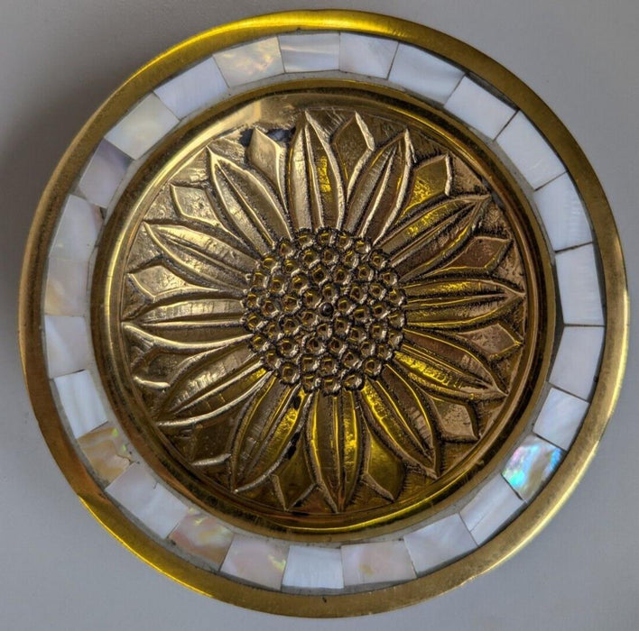 Mother Of Pearl Flower Bowl - Recycled Brass Bowl