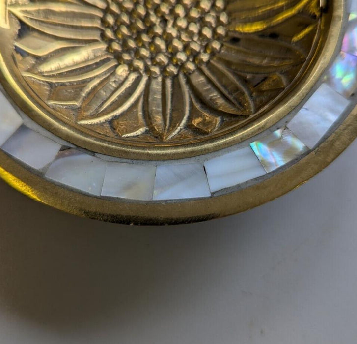 Mother Of Pearl Flower Bowl - Recycled Brass Bowl