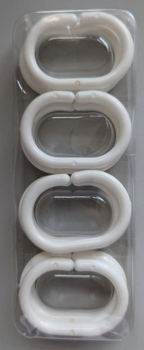 Shower Curtain Rings 12 Count White Plastic Easy To Use 2.25" Oval Shape