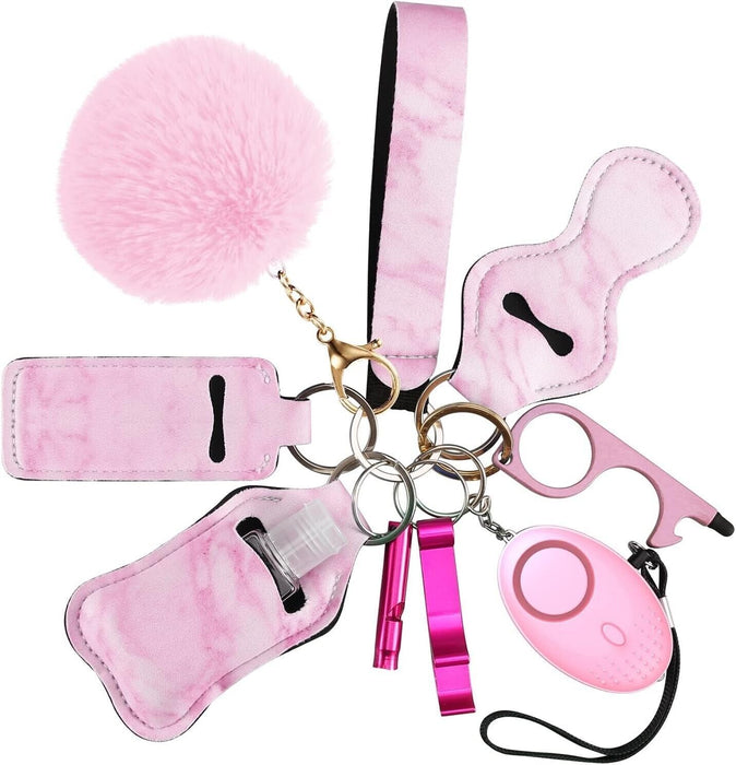 Pink/Purple Safety Key Chain Set Pink Fluffy