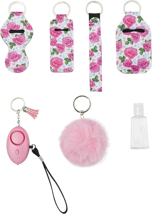 Pink Rose Safety Key Chain Set PINK Fluffy