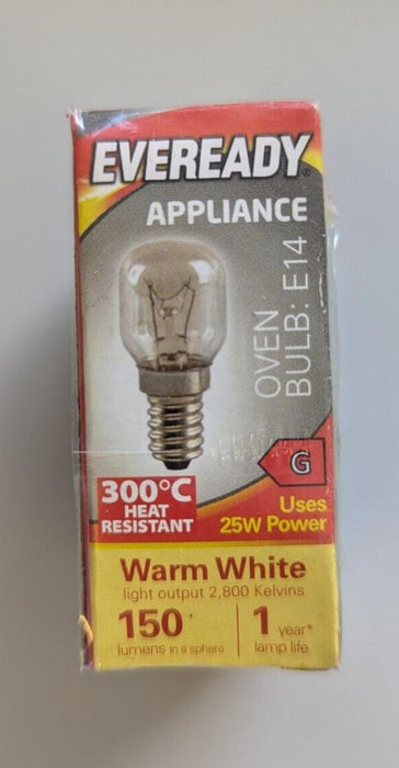 Oven Bulb 300°C Cooker Appliance Lamp Light 25W 240V SES E14 Eveready 2 Pack