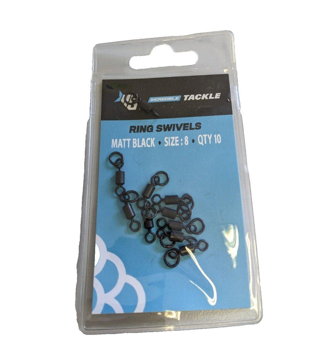 Incredible Tackle Ring Swivels Black Size 8 10Pcs