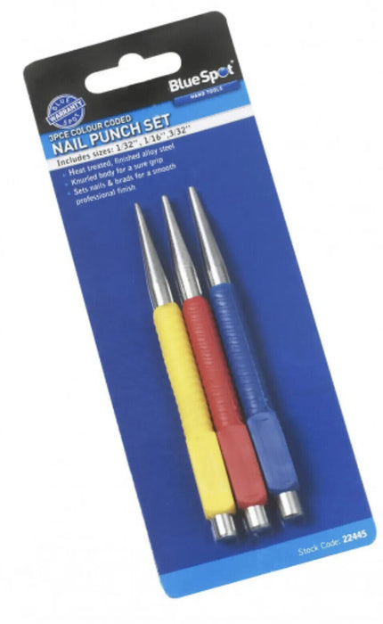 Bluespot Nail Punch Set 3pce