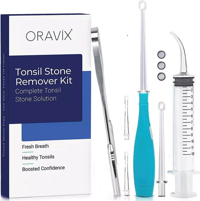 ORAVIX Tonsil Stone Remover Kit with 3 Spouts Syringe and Tongue Scraper Tonsil