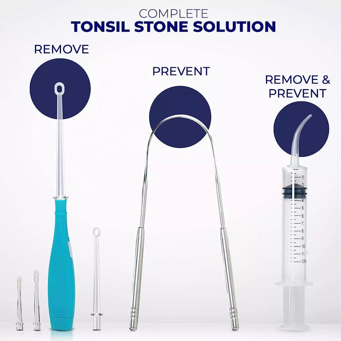 ORAVIX Tonsil Stone Remover Kit with 3 Spouts Syringe and Tongue Scraper Tonsil