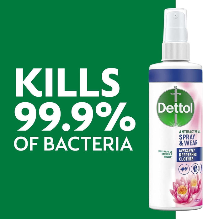 Dettol Spray & Wear Fabric Freshener Pink Water Lily, 250 ml