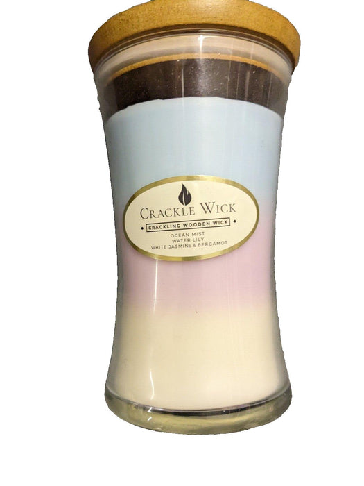 Crackle Wick Tall Hourglass Crackling Wooden Wick Scented Candle Ocean Mist