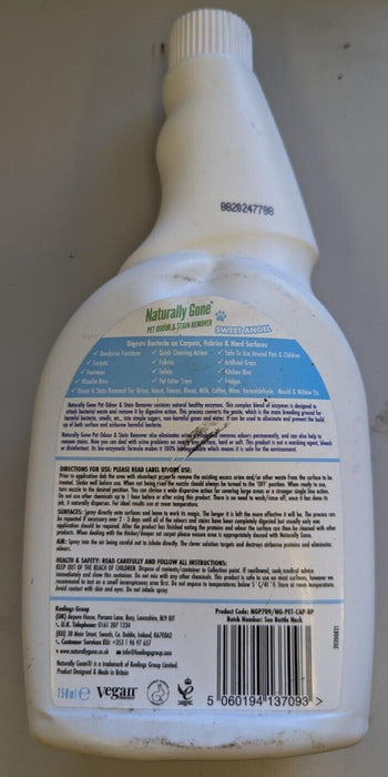 Naturally Gone Pet Odour & Stain Remover - 750ml - Refill Bottle