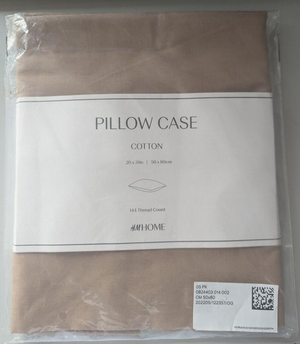 H&M Pillow Case Cotton 50x80cm Brown