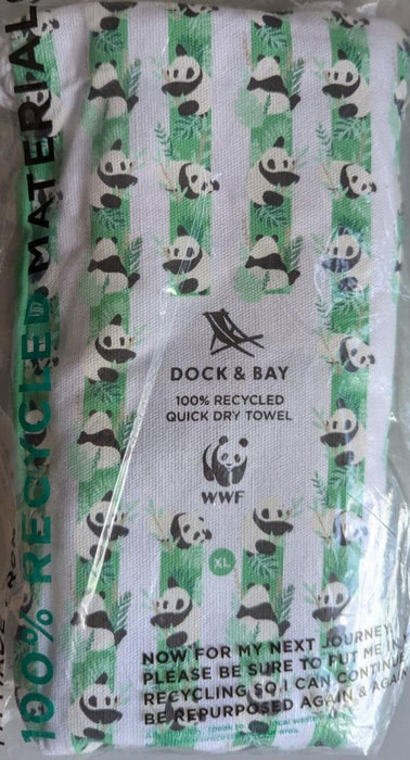 Dock & Bay Quick Dry Towels - WWF Green Stripe Panda - XLarge