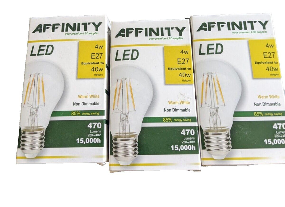 3 PACK OF AFFINITY LED WARM WHITE BULBS 40W