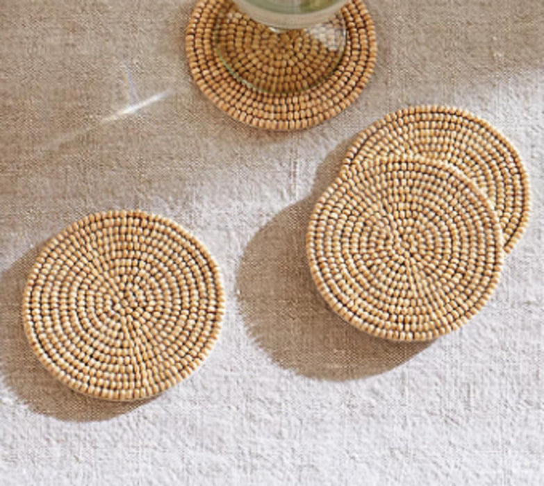 The White Company Austell Wooden Beaded Coasters – Set of 4