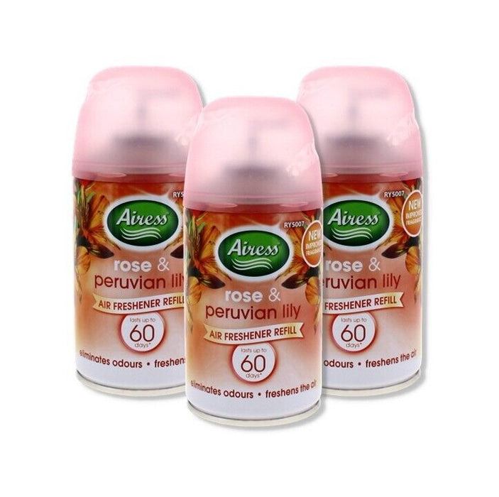 Airess Rose & Peruvian Lily 250ml air freshener refill x3