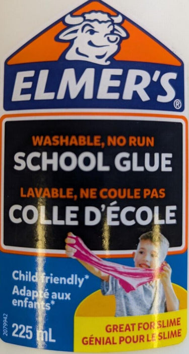 Elmers White Washable No-Run PVA School Glue - Make slime! - 225ml