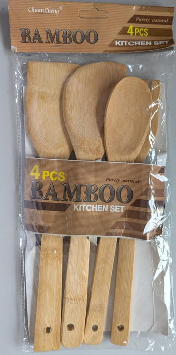 Bamboo Spatula 4pcs Cooking Scraper Assorted Bamboo Kitchen Utensils Set Wooden