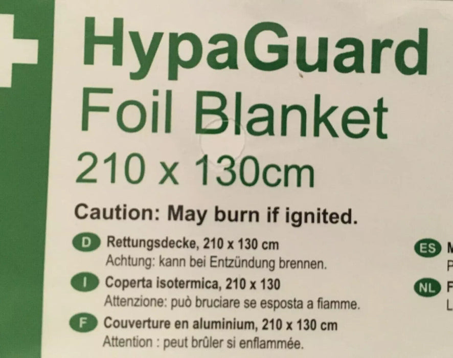 HypaGuard Foil Survival Blanket Provides Insulation Body Heat - 210cm x 130cm