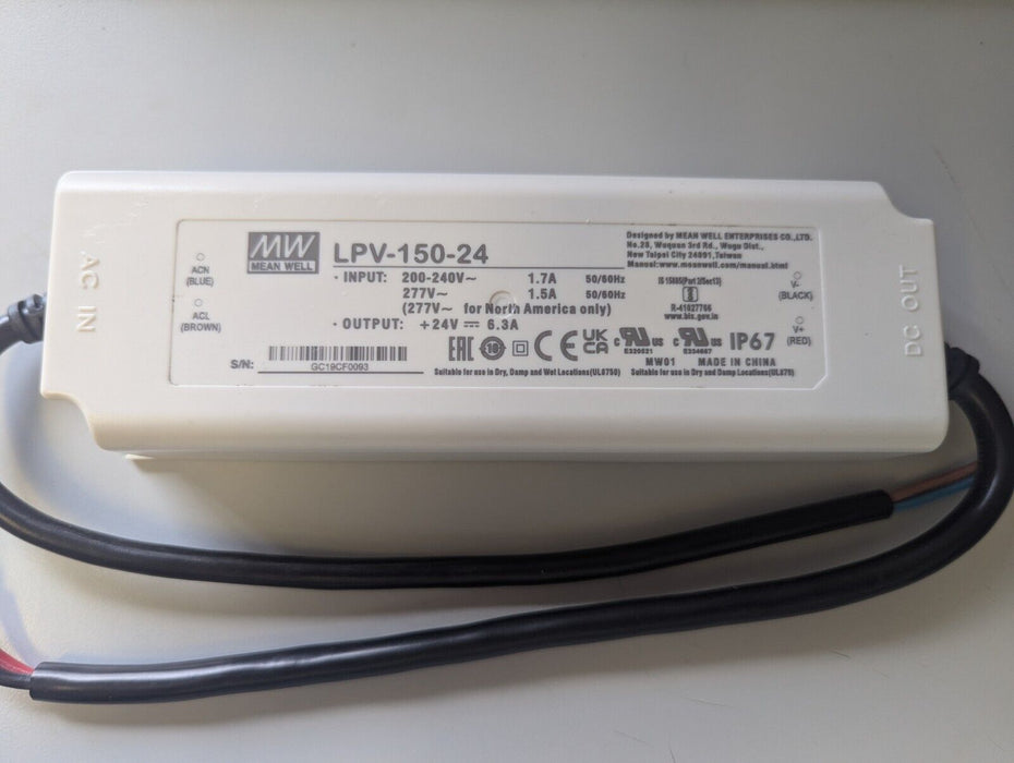 Mean Well LPV-150-24 150W 24V 6.3A LED Power Supply