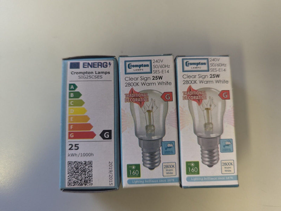 Crompton Clear Sign 25w Warm White Bulbs 2800k x3