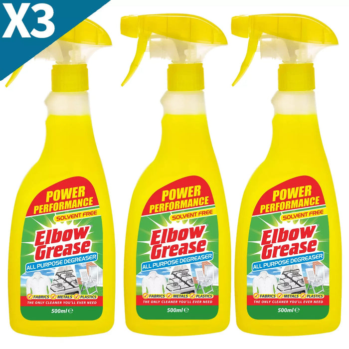 500ML ELBOW GREASE ALL PURPOSE DEGREASER SPRAY KITCHEN DIRT STAIN REMOVER 3 PACK