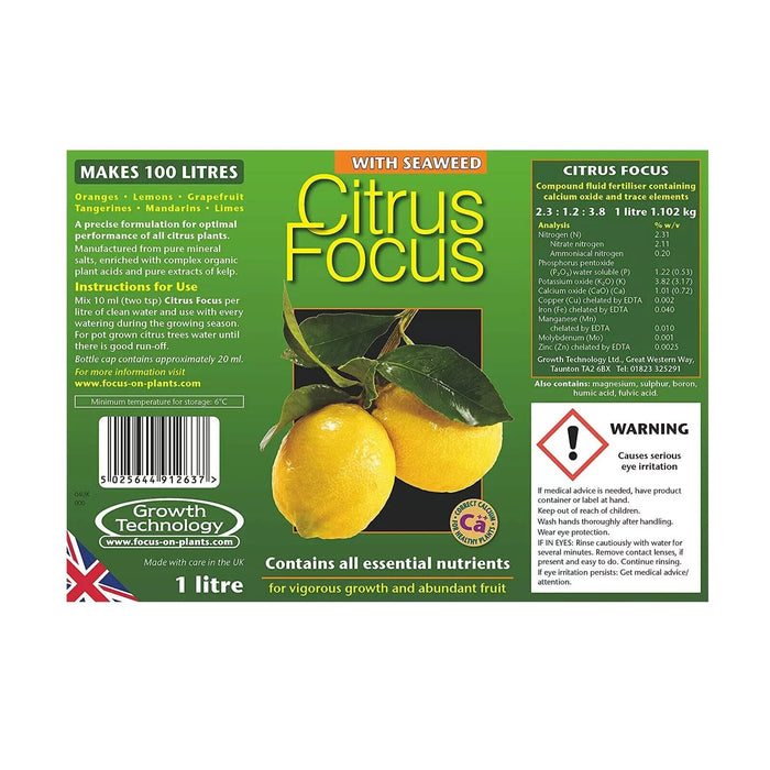 Citrus Focus Seaweed Growth Technology Garden Care Plant Food 1L