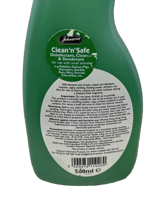 Johnson's Clean  'N' Safe Disin fectant Small Animal 500ml