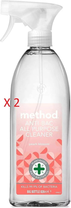 Method Antibacterial All Purpose Peach Blossom Spray Cleaner, 828ml x2