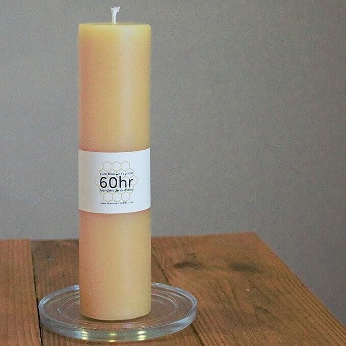 60hr burning time pure beeswax pillar candle