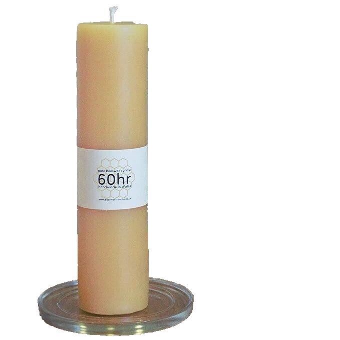 60hr burning time pure beeswax pillar candle