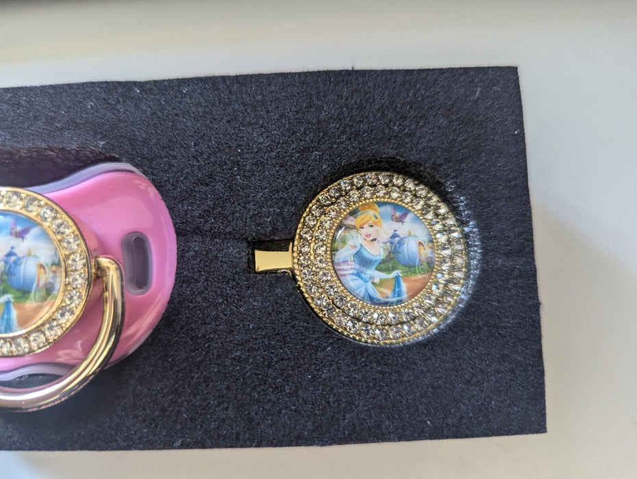 bling pacifier with clip cinderella