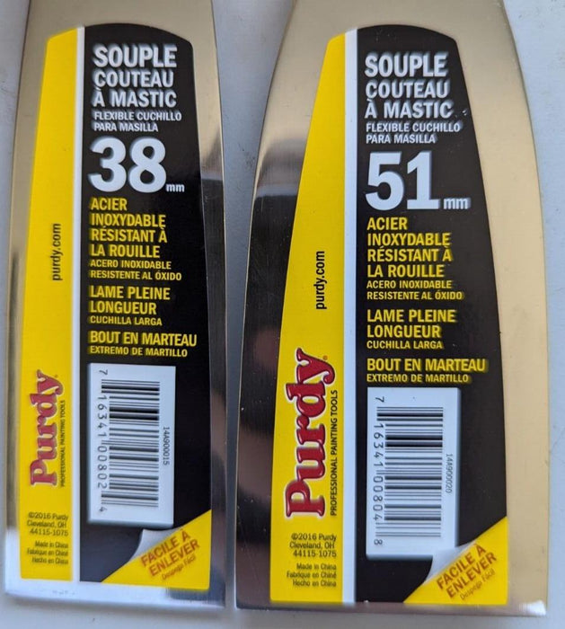 2 x Purdy Decorators Flex Putty Filler Knife - 1.5” and 2"