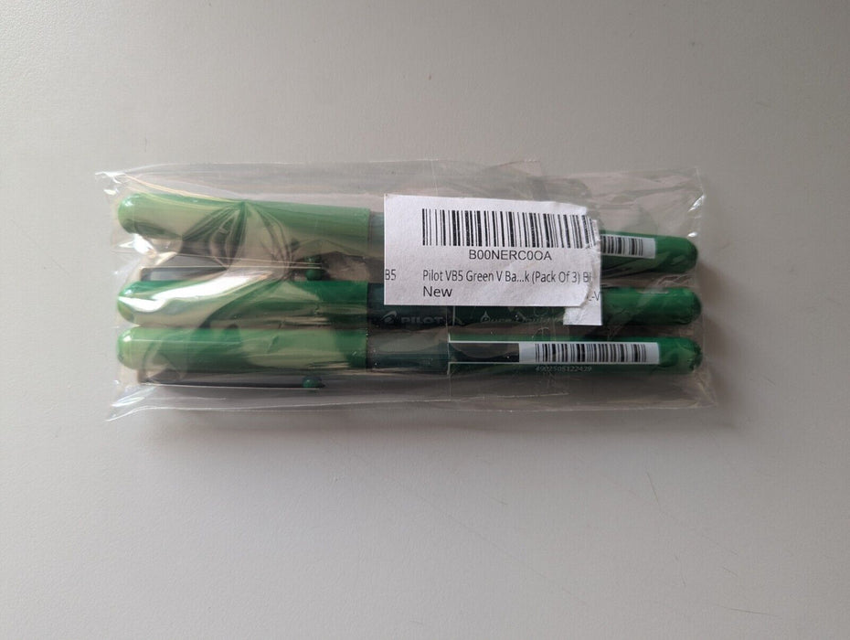 Pilot VB5 Green Pens Pack of 3