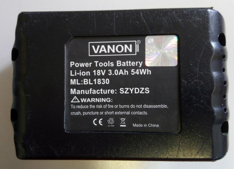 Used Vanon 3.0Ah For Makita 18V Battery Li-Ion BL1830
