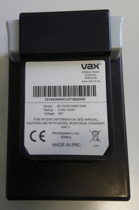 Vax BV15030 OnePWR Battery Black 3Ah 18-Volt Rechargeable Li-ion for Blade 3 Pet