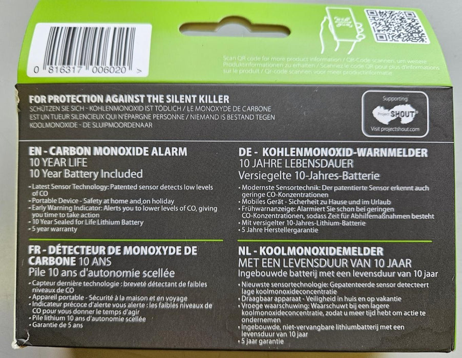 Brand New FireAngel FA3820‑EU 10‑Year Battery Carbon Monoxide Detector Alarm