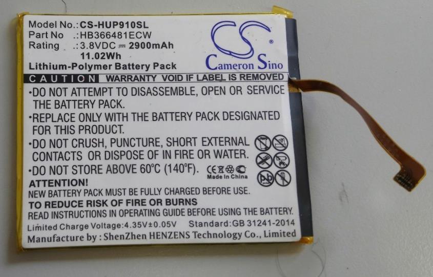 CS-HUP910SL Battery 2900mAh For Huawei 6 2018 Dual SIM, 6 2018 Dual SIM LTE, 6X