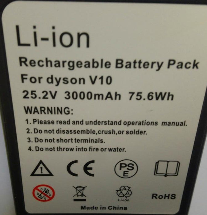Unbranded Replacement Battery for Dyson V10 3000mAh 25.2V 75.6Wh