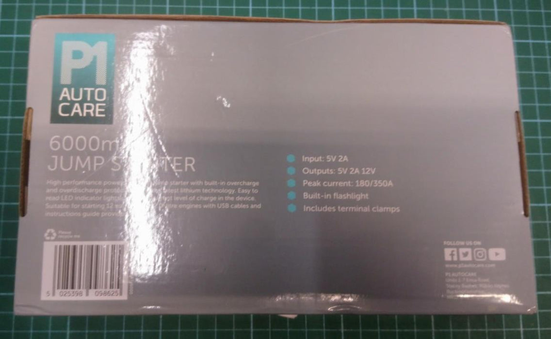 P1 Auto Care Car Battery Jump Starter Kit - 6000mAh