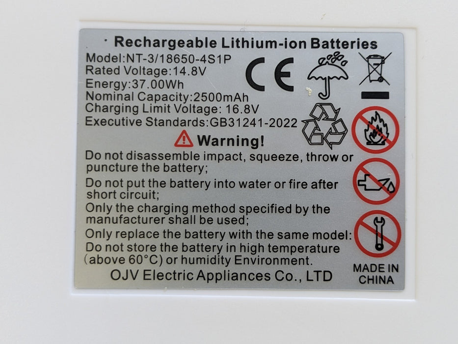 2500mAh 14.8V Rechargeable Battery for Portable Oxygen Concentrator Machine UK