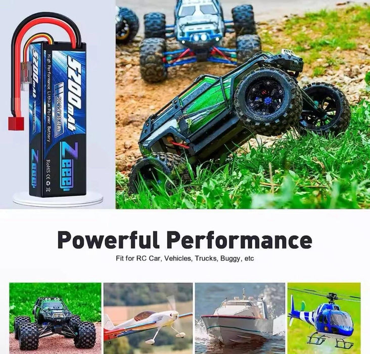 Zeee 7.4V 50C 5200mAh 2S RC Lipo Battery Hard Case Deans Plug with Housing