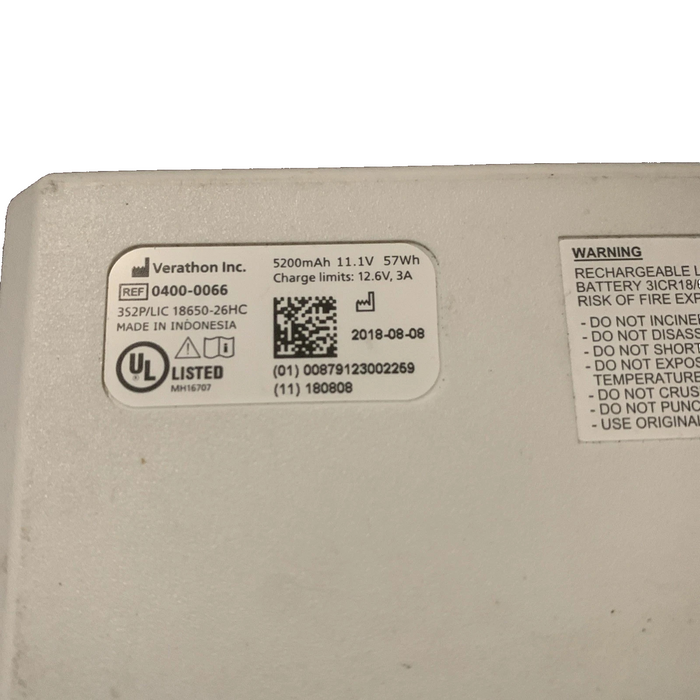 Verathon 0400-0066 5200mAh 11.1v 58wh battery pack used