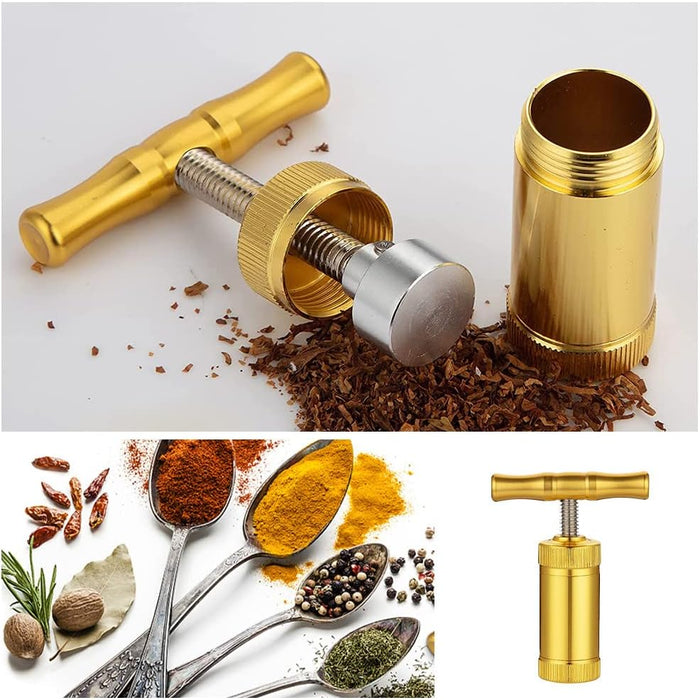 T Pollen Press Tool Pollen Press Kief Heavy Duty Pollen Presser T Press Handle Tool Metal Aluminum Compressor T Shape Handle Tool for Pressing Herb, Spice, Hay Single Handle Golden