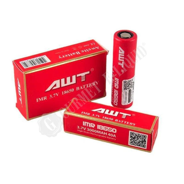 2 x AWT IMR 18650 3.7v 3000mAH 40A Battery