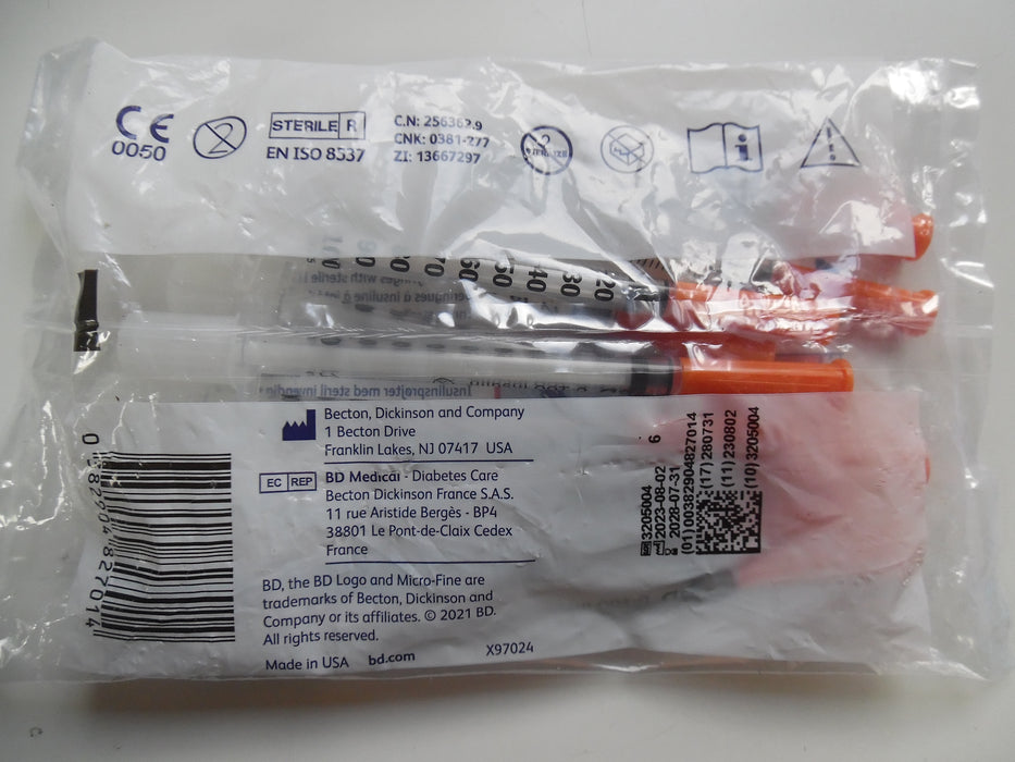 BD Micro-Fine + 12.7mm Sterile Insulin Syringes 29G, 10 x 1ml