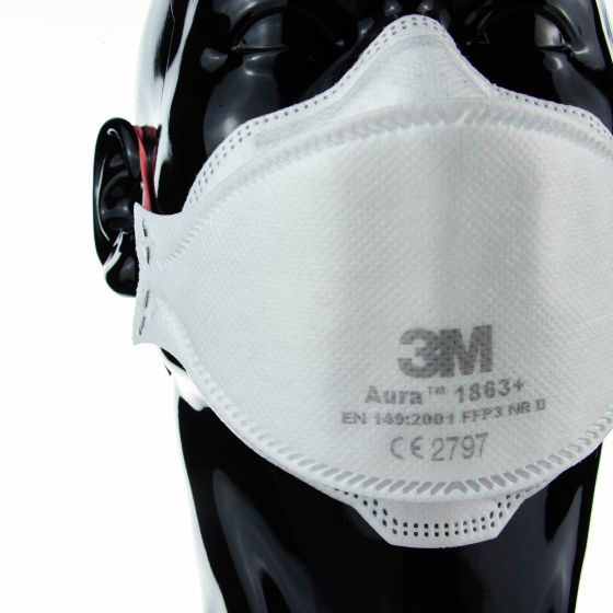 3M Aura 1863+ Healthcare Respirator Face Masks - FFP3 & Type IIR